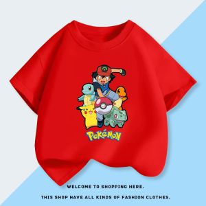 Bandai | Pokémon Pikachu Boys and Girls Short-Sleeved Summer Childrens Pure Cotton T-shirt Summer Clothing Cartoon Shorts Set