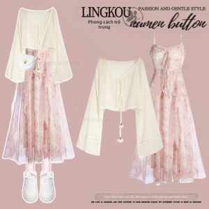 NUMEN BUTTON | Bộ Chống Nắng Làm Mát Kích Cỡ Lớn Phong Cách Nghỉ Dưỡng Cho Nữ