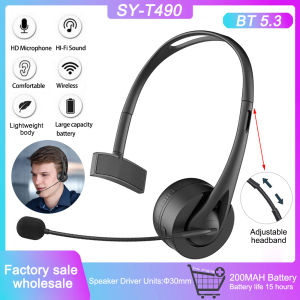 Bluetooth V5.3 Wireless Headset Truck Driver Headset Hands-Free Talking Headset (with Microphone) for Call Centre Office etc.