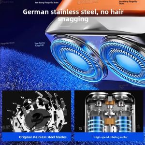 MONLEYTA | Portable Mini Electric Shaver For Men German Precision Water Washable Beard Trimmer Dual Blade Head Wireless Charging Quick Charge