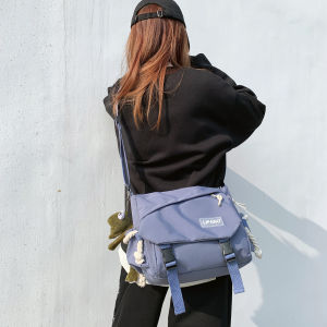 LIPANO Harajuku Dark Style Ins Nylon Crossbody Bag Street Snap Student Messenger Bag Casual Soft Zipper Closure Medium Size