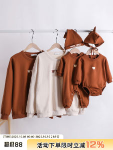 High-End Street Style Family Matching Clothes Baby Kids Autumn Outfit Cotton Sweatshirts for Mom Dad And Kids Cartoon Print