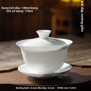MIANXIAOCHENG | Tách Trà Gaiwan Không Nắp Sứ Xương Tinh Chế Cách Nhiệt Môi Rộng