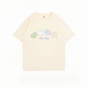 SHUQINGLAI | Áo Thun Dáng Rộng Tay Ngắn Mẫu Hàn Quốc Phù Hợp Mùa Hè 100% Cotton