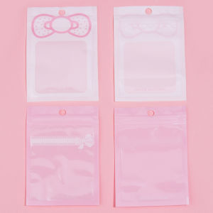 20pcs/lot Pink Self-sealing Bags Cute Bows Zipper Bag Gifts Packing Bags For Jewelry Beads Candy Cookie Wrapping Storage Pouches