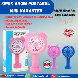Kipas Angin Mini Led Genggam Portable Karakter Doraemon Hellokitty