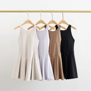 Mới 2024 Quần Vợt Một Mảnh Váy Tập Yoga Bên Trong Váy Ngắn Có Miếng Lót Ngực Thoáng Khí Nhanh Khô Ultra Co Giãn Nữ Đồ Thể Thao