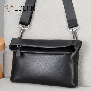 EDERN ใหม่ กระเป๋าสลิงผู้ชาย กระเป๋าสะพายไหล่หนังแท้ กระเป๋าสะพายข้างหนังวัว อ่อนแฟชั่นลำลอง กระเป๋าโทรศัพท์มือถือชาย กระเป๋าใบเล็ก