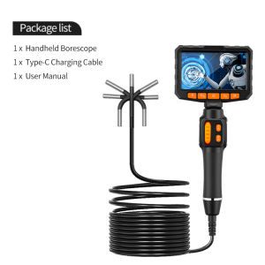 360° 4.3 inch Two-Way Rotary Articulating Endoscope Camera HD 1080P 6mm Car Inspection Borescope Industrial Endoscope 1m Cable