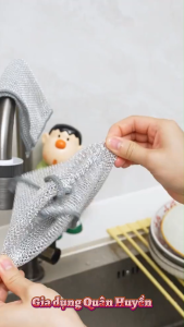 Set khăn lưới rửa bát kim loại ECOCO 2 lớp siêu sạch Khăn lưới bạc rửa chén dĩaxoong nồi nhà bếp chống bám dầu đa năng