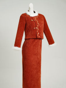 Traditional Chinese Cheongsam Dress Suit Modified Warm New Years Dress