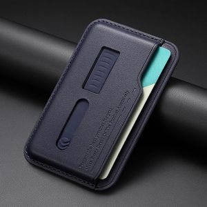 LS | Phone Card Bag Strong Magnetic Macsafe Card Holder Wallet For Magsafe iPhone 17 16 Pro Max Samsung With Finger Ring Wrist Strap