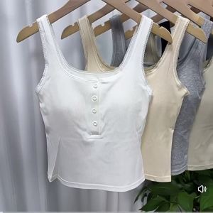 QIAOCHENXIAN | Padded Lace Button Strapless Backless Camisole