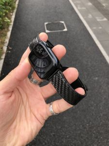 Kake-Storm Carbon Fiber Stainless Steel Leather Magnetic Absorption Mens Watch Band Compatible with Apple iWatch S10 Ultra