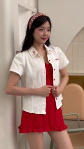 ppitchy.shop - Jarinya Jeans Shirt เสื้อยีนส์ผ้ายืด แขนตุ๊กตา มี 3 สี