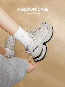 Womens Dad Shoes 2025 New Autumn Winter Breathable Silver Gray Thick Bottom Heightening Casual Sports Climbing Shoes