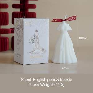 [Valentine’s Day]Elegant Wedding Dress Scented Candle Wedding Souvenirs Party Home Decoration