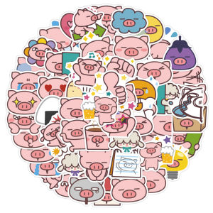 Cute Cartoon Pink Pig Decorative Stickers 60 Pieces Childrens Mobile Phone Case Notebook Water Cup Sticker Waterproof
