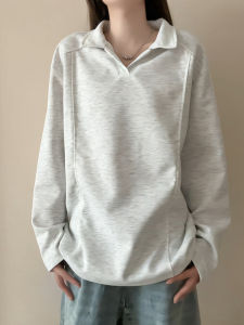 เสื้อยืดคอโปโลแขนยาวสไตล์อเมริกัน ทรงหลวม ผ้าผสมคอตตอนและไนลอน สำหรับผู้ชาย ฤดูใบไม้ผลิและฤดูใบไม้ร่วง