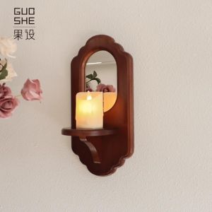 Đèn Cầy Gỗ Nguyên Khối Trang Trí Tường Phòng Khách Đồ Trang Trí Hương Liệu Treo Tường Trang Trí Phòng Ngủ Trang Trí Gương Trang Điểm