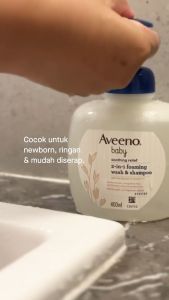 Aveeno Baby 2in1 Foaming Wash Shampoo Soothing Relief 400ml Sabun Sampo Bayi Kulit Sensitif