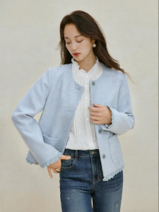 INMAN | Elegant Lace Trim Short Style Jacket Long Sleeve Top