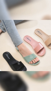 OKAIDO Sandal Flat Slide Selop Wanita Cewek Perempuan Gaya Fashion Korea Style Unik Terbaru Kekinian