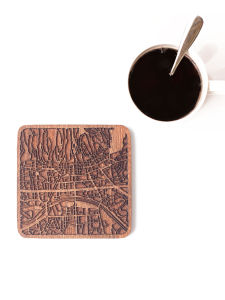 Original Design Zagreb Map Coaster Creative Gift Wood Carving American Minimalist Style Home Decorations for Restaurant