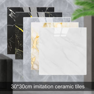 กระเบื้องเลียนแบบสติ๊กเกอร์ติดผนัง3มิติมีกาวในตัวพื้นเครื่องตกแต่งฝาผนังห้องน้ำวอลล์เปเปอร์หินอ่อนกันน้ำและกันความชื้น