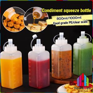 Homehub 800ml/1000ml Plastic Squeeze Condiment Bottles Ketchup Mustard Hot Sauces Olive Oil Bottle