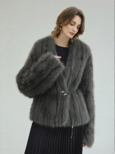 COCOBELLA | Eco-friendly Plush Blue Fox Fur Coat