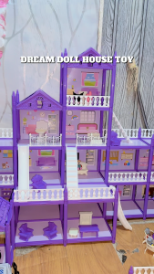 Kids Large Dollhouse Villa Kuromi Playset with Furniture Slide Multi-Level Dream House Toy for Girls