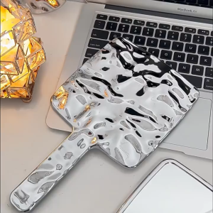 Cermin Make Up Beauty Hand Mirror Kosmetik Cermin Rias Bulat Motif Kristal Kaca Touch Up Estetik