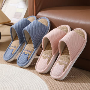 Linen Slippers for Women Spring & Fall Indoor Household Hospitality Non-Slip Deodorant Diablement Fort Floor Sandals All Year Round Support