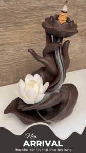 Thác khói Trầm Hương BÀN TAY PHẬT - Gốm cao cấp