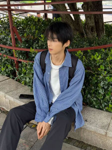 ZHUOCAN | Japanese Retro Blue Plaid Sun Protection Casual Shirt