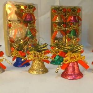 4-12 Pcs Christmas Jingle Bells with Bows Xmas Tree Hanging Pendant Ornaments Wedding Christmas Gifts Golden Bells for Home New Year Party Decoration