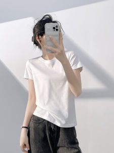 เสื้อยืดคอกลมแขนสั้นผ้าคอตตอนเนื้อนุ่มระบายอากาศได้ดี ทรงหลวม ทรงเข้ารูป ใส่ได้ทั้งฤดูร้อนและฤดูใบไม้ร่วง เสื้อชั้นในสำหรับผู้หญิง