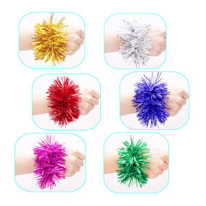 CISWGE 2Pcs Apply To Game Pompoms 7 Styles Cheering Flower Ball Performance Dance Wrist Flower Games Bracelet