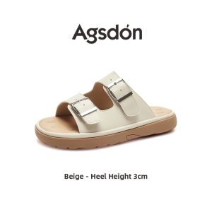 Agsdon | Thick Sole Soft Bottom White Slip-on Summer Sandals