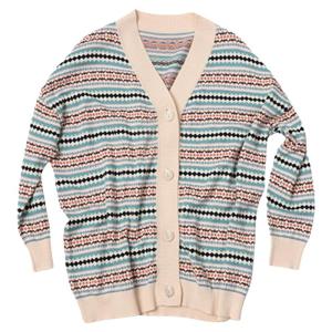 WUSEWUWEI | เสื้อคาร์ดิแกนถักคอวีผ้าฝ้ายแท้สีใสกลิ่นไม่มี Urban Island 24 เสื้อคลุมกันหนาวผู้หญิงสไตล์หวานๆ ฤดูใบไม้ผลิ 2024