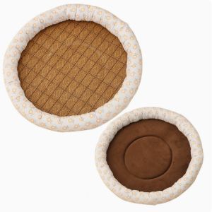 HATELI ที่นอนเบาะปูเตียงทำจากแผ่นเจลเย็นสำหรับสุนัขที่นอนทำจากไหมน้ำแข็งพิมพ์เย็นเตียงนอนทรงกลมสำหรับสุนัขสัตว์เลี้ยงสองด้านสำหรับฤดูทำความสะอาดง่ายพร้อมหมอนด้านข้างแผ่นน้ำแข็งและแผ่นขนแกะสำหรับฤดูหนาว