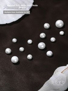 BOYU | Natural Freshwater Half-Drilled Round Pearl Beads for DIY Jewelry