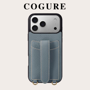 COGURE Luxury Leather Phone Case for  17/16/15Promax Womens Crossbody Neck Strap Card Holder Stand Full Cover Anti-Fall