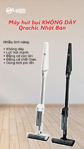 Máy hút bụi không dây Qrachic sạc pin cầm tay đa năng công nghệ hút xoáy con lăn vệ sinh nhà cửa xe hơi tủ kệ...