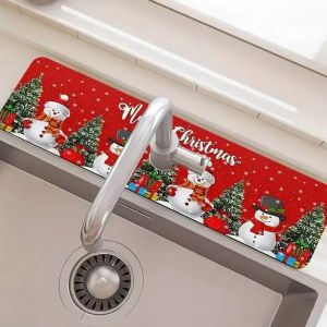 VIKAMA Christmas Faucet Pad Washbasin Faucet Absorbent Pad. Merry Christmas Home Decoration 2025 Kitchen Gift