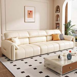 Modern Minimalist Creamy Style Fabric Sofa Hong Kong Straight Row Three-Seater Piano Key Cat Household Furniture Couch