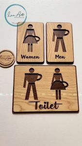 Bảng Gỗ Vintage Decor Toilet - WC Nam Nữ - Resroom Chỉ hướng nhà vệ sinh - SANG TRỌNG
