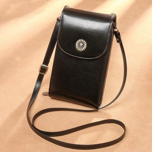 Banyanu ปูมิ้น 100% วัวหนังกระเป๋าสะพายกระเป๋า สำหรับผู้หญิง ให้สุดสำหรับความสวยคริปฟีเจอร์ 6.7 นิ้ว กระเป๋าสะพายโทรศัพท์มือถือ ราคาที่สะดวก