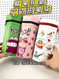2024 new Crayon Small New Vertical Pen Bag Creative Cartoon Zipper Large Capacity Stationery Bag Cute Crocodile Student Pencil Case